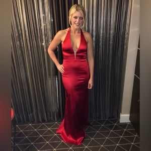 Sherri Hill red satin prom/formal dress.